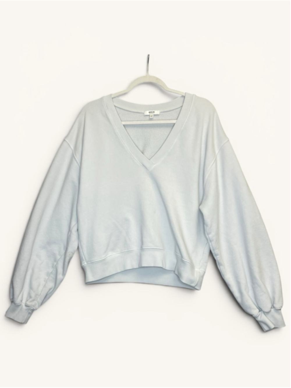 AGOLDE Light Blue V Neck Cropped Sweatshirt Medium